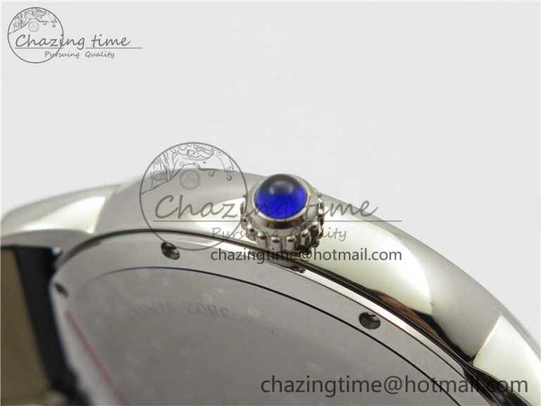 Bright Ronde Solo de Cartier 42mm AF 1:1 Best Edition White Dial on Black Leather Strap MIYOTA 6118