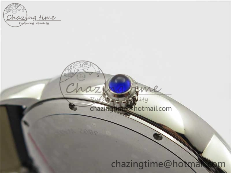 Bright Ronde Solo de Cartier 42mm AF 1:1 Best Edition White Dial on Black Leather Strap MIYOTA 6118