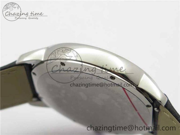 Bright Ronde Solo de Cartier 42mm AF 1:1 Best Edition White Dial on Black Leather Strap MIYOTA 6118