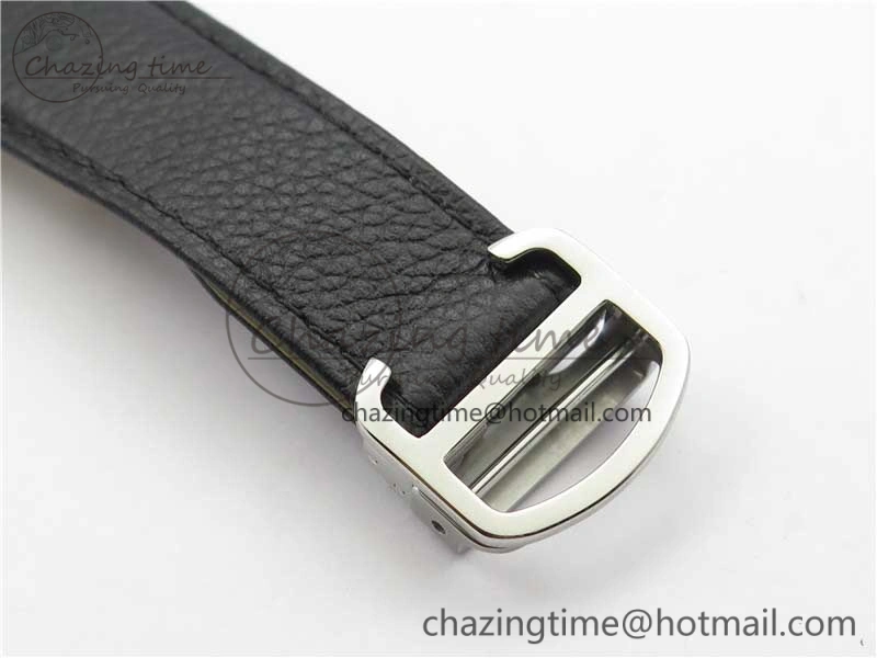 Bright Ronde Solo de Cartier 42mm AF 1:1 Best Edition White Dial on Black Leather Strap MIYOTA 6118