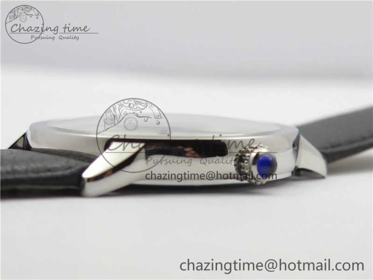 Bright Ronde Solo de Cartier 42mm AF 1:1 Best Edition White Dial on Black Leather Strap MIYOTA 6118