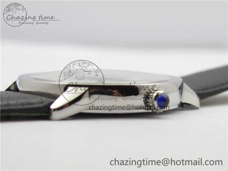 Bright Ronde Solo de Cartier 42mm AF 1:1 Best Edition White Dial on Black Leather Strap MIYOTA 6118