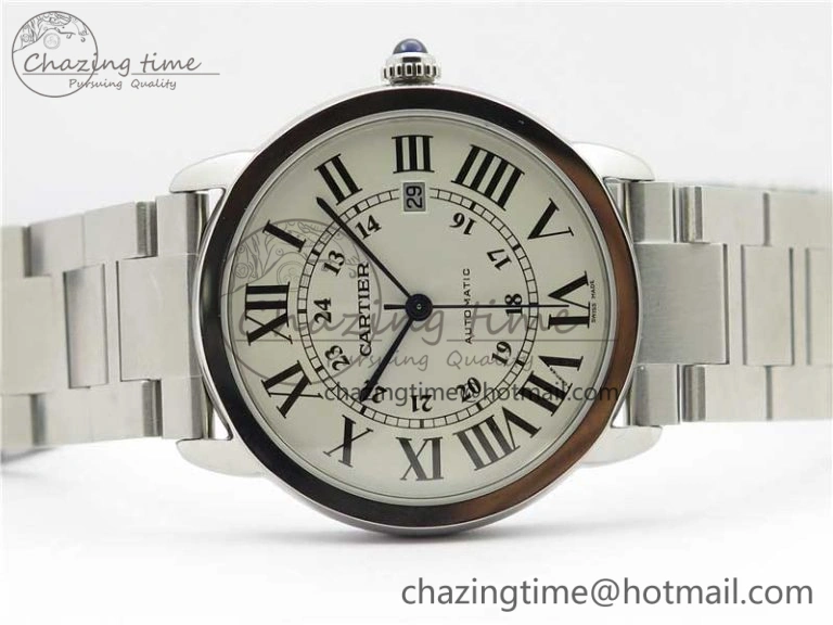 MultiPurpose Ronde Solo de Cartier 42mm AF 1:1 Best Edition White Dial on SS Bracelet MIYOTA 6114