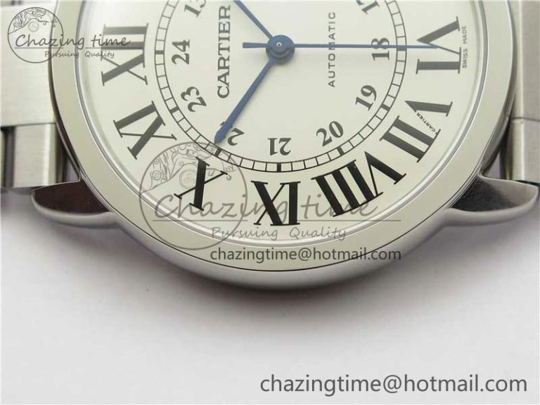 MultiPurpose Ronde Solo de Cartier 42mm AF 1:1 Best Edition White Dial on SS Bracelet MIYOTA 6114