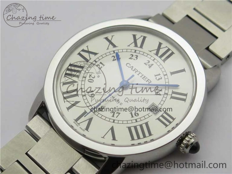 MultiPurpose Ronde Solo de Cartier 42mm AF 1:1 Best Edition White Dial on SS Bracelet MIYOTA 6114