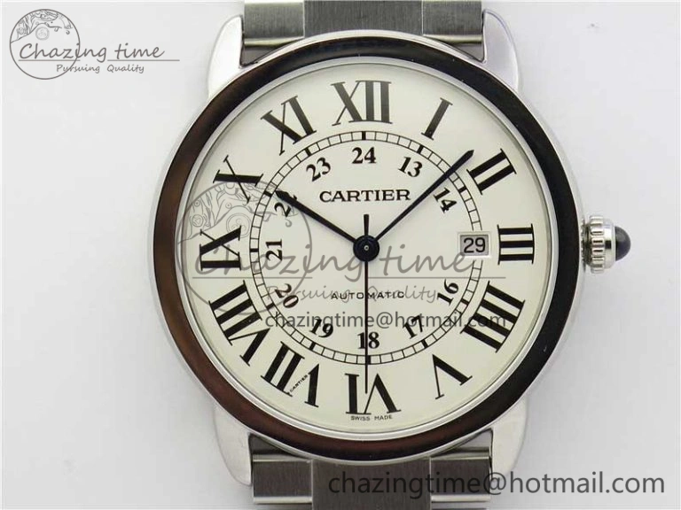 MultiPurpose Ronde Solo de Cartier 42mm AF 1:1 Best Edition White Dial on SS Bracelet MIYOTA 6114