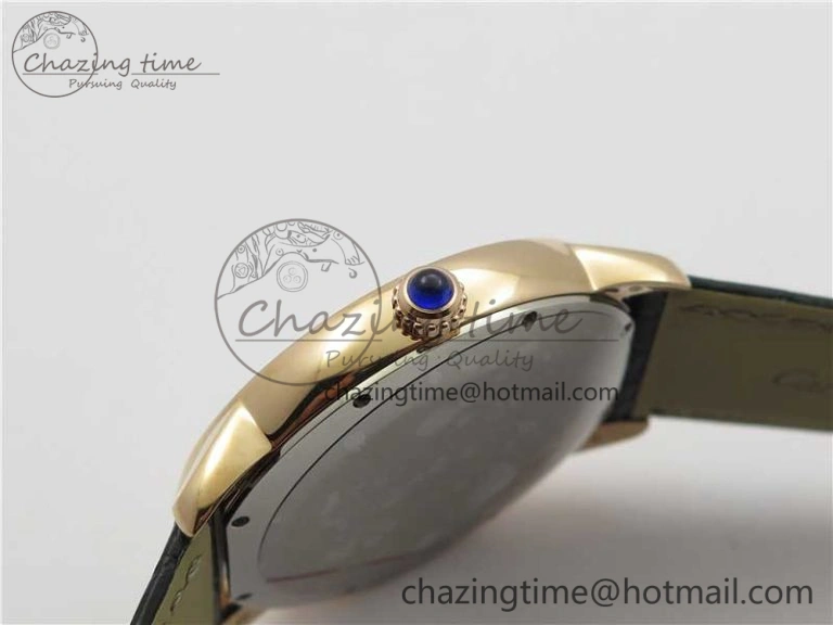 Snug Ronde Solo de Cartier 42mm RG AF 1:1 Best Edition White Dial on Black Croco Leather Strap MIYOTA 6116