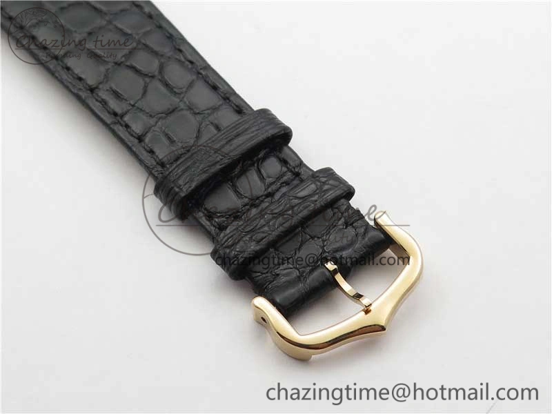Snug Ronde Solo de Cartier 42mm RG AF 1:1 Best Edition White Dial on Black Croco Leather Strap MIYOTA 6116
