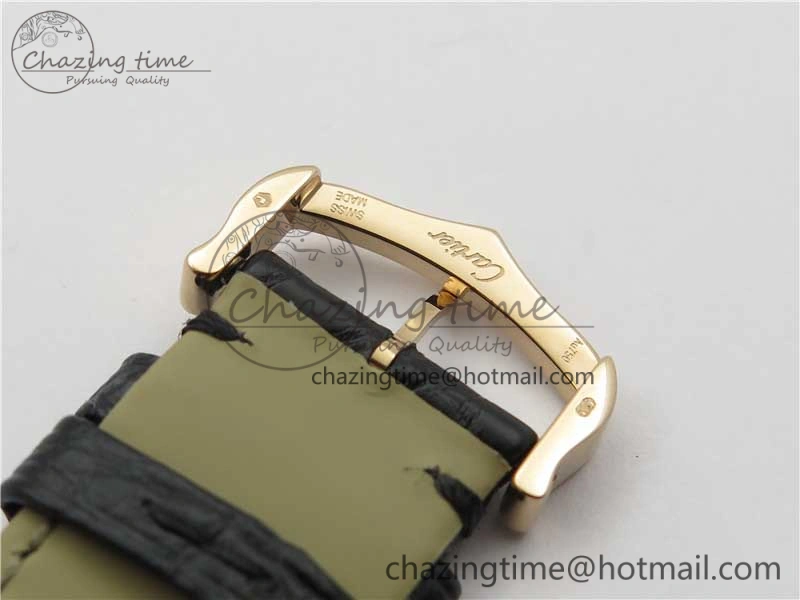 Snug Ronde Solo de Cartier 42mm RG AF 1:1 Best Edition White Dial on Black Croco Leather Strap MIYOTA 6116
