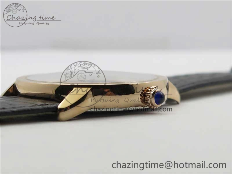 Snug Ronde Solo de Cartier 42mm RG AF 1:1 Best Edition White Dial on Black Croco Leather Strap MIYOTA 6116