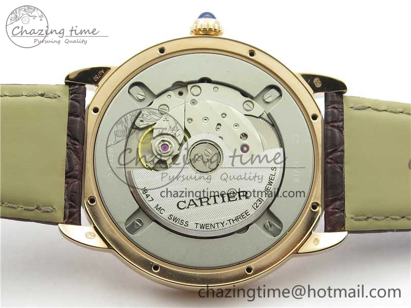 Ronde Solo de Cartier 42mm RG AF 1:1 Best Edition White Dial on Brown Croco Leather Strap MIYOTA SmartChoice 6117