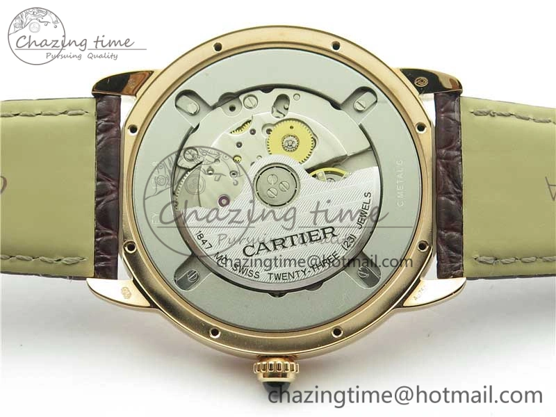 Ronde Solo de Cartier 42mm RG AF 1:1 Best Edition White Dial on Brown Croco Leather Strap MIYOTA SmartChoice 6117