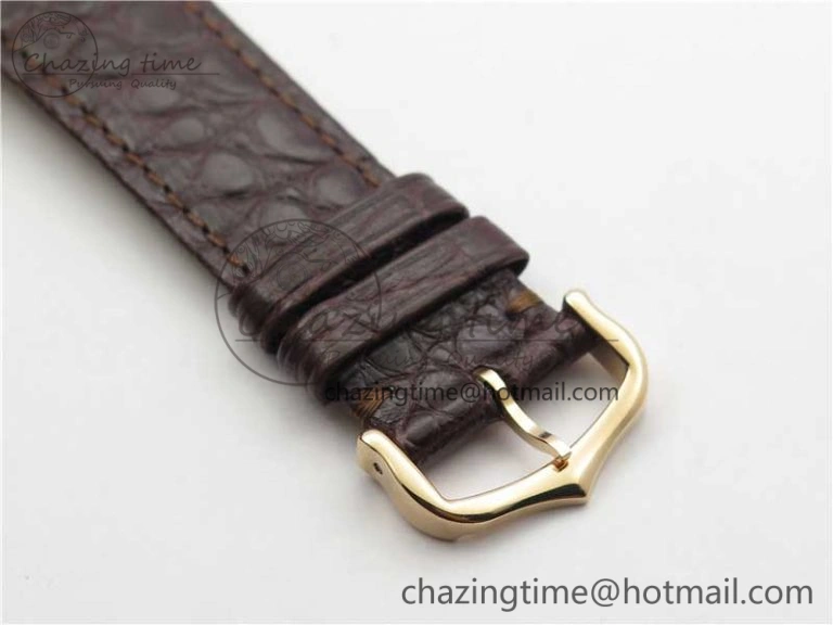 Ronde Solo de Cartier 42mm RG AF 1:1 Best Edition White Dial on Brown Croco Leather Strap MIYOTA SmartChoice 6117