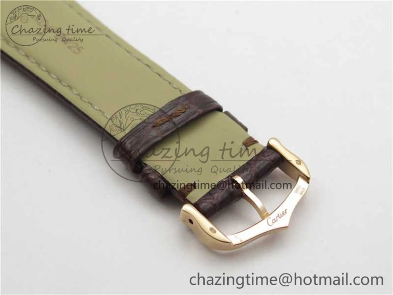 Ronde Solo de Cartier 42mm RG AF 1:1 Best Edition White Dial on Brown Croco Leather Strap MIYOTA SmartChoice 6117