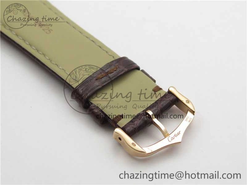 Ronde Solo de Cartier 42mm RG AF 1:1 Best Edition White Dial on Brown Croco Leather Strap MIYOTA SmartChoice 6117