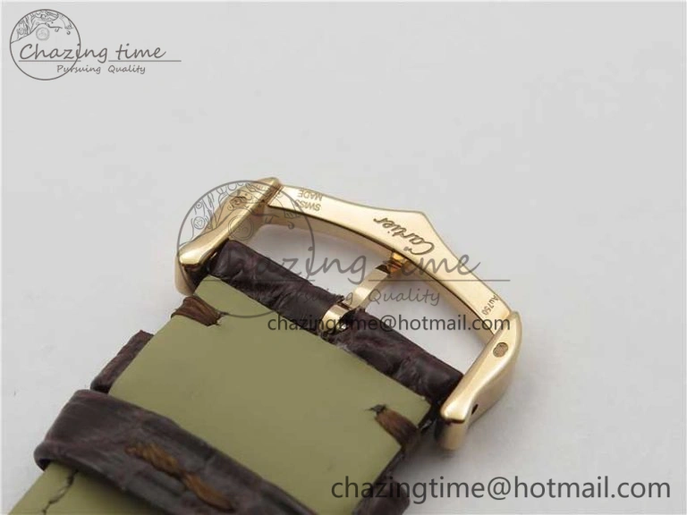 Ronde Solo de Cartier 42mm RG AF 1:1 Best Edition White Dial on Brown Croco Leather Strap MIYOTA SmartChoice 6117