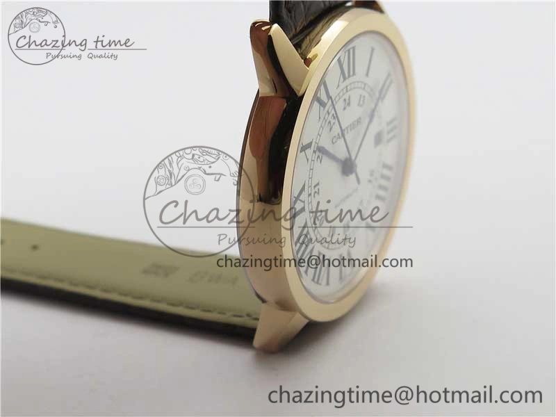 Ronde Solo de Cartier 42mm RG AF 1:1 Best Edition White Dial on Brown Croco Leather Strap MIYOTA SmartChoice 6117