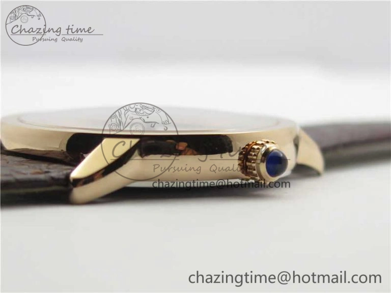 Ronde Solo de Cartier 42mm RG AF 1:1 Best Edition White Dial on Brown Croco Leather Strap MIYOTA SmartChoice 6117