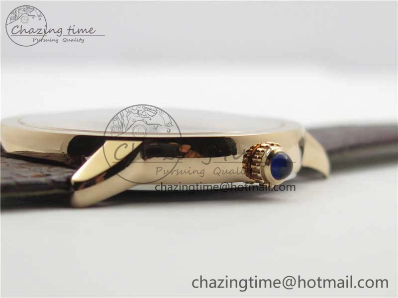 Ronde Solo de Cartier 42mm RG AF 1:1 Best Edition White Dial on Brown Croco Leather Strap MIYOTA SmartChoice 6117