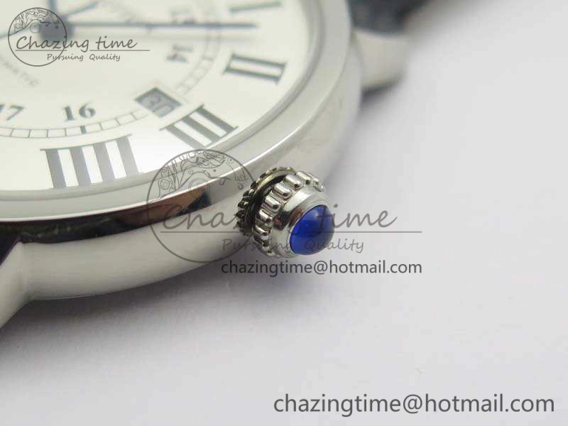 Ronde Solo de Cartier 42mm ZF 1:1 Best Edition White Dial On Black Leather Strap MIYOTA Attractive 6274