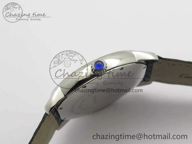 Ronde Solo de Cartier 42mm ZF 1:1 Best Edition White Dial On Black Leather Strap MIYOTA Attractive 6274