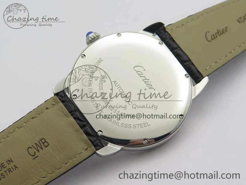 Ronde Solo de Cartier 42mm ZF 1:1 Best Edition White Dial On Black Leather Strap MIYOTA Attractive 6274