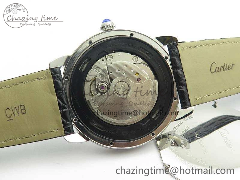 Ronde Solo de Cartier 42mm ZF 1:1 Best Edition White Dial On Black Leather Strap MIYOTA Attractive 6274