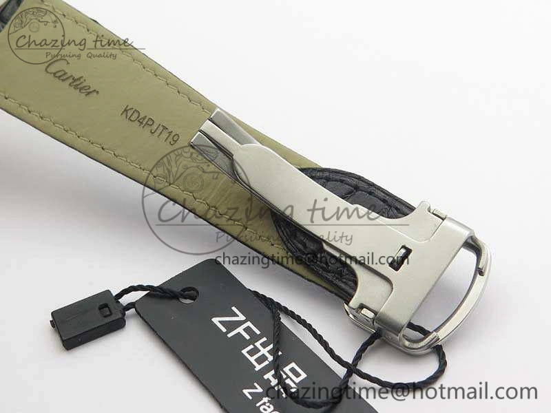 Ronde Solo de Cartier 42mm ZF 1:1 Best Edition White Dial On Black Leather Strap MIYOTA Attractive 6274
