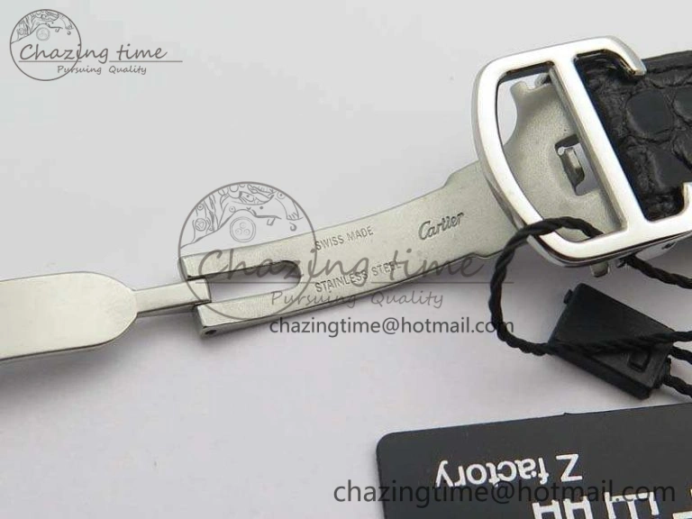 Ronde Solo de Cartier 42mm ZF 1:1 Best Edition White Dial On Black Leather Strap MIYOTA Attractive 6274