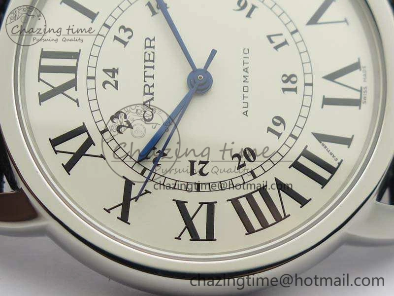 Ronde Solo de Cartier 42mm ZF 1:1 Best Edition White Dial On Black Leather Strap MIYOTA Attractive 6274