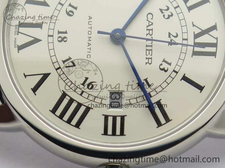 Ronde Solo de Cartier 42mm ZF 1:1 Best Edition White Dial On Black Leather Strap MIYOTA Attractive 6274