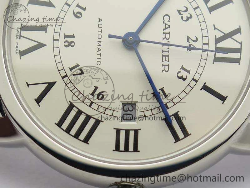 Ronde Solo de Cartier 42mm ZF 1:1 Best Edition White Dial On Black Leather Strap MIYOTA Attractive 6274