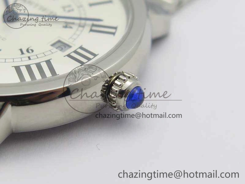 Compact Ronde Solo de Cartier 42mm ZF 1:1 Best Edition White Dial On SS Bracelet MIYOTA 6273