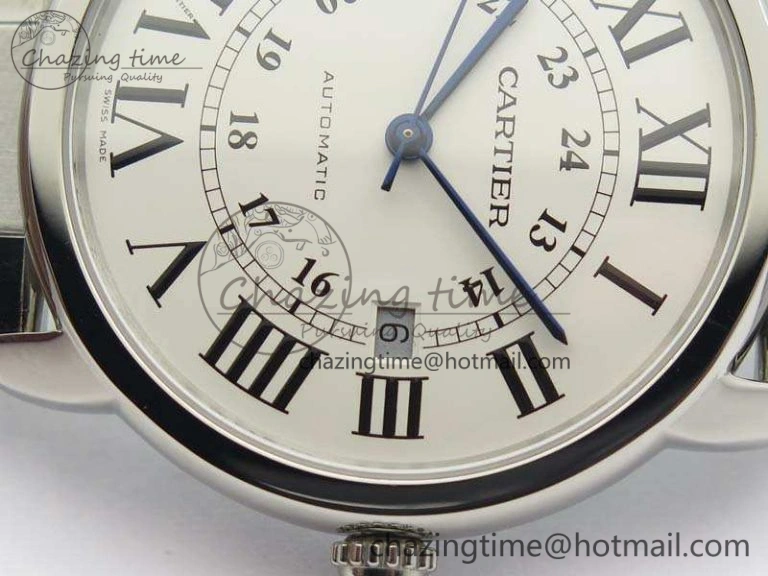 Compact Ronde Solo de Cartier 42mm ZF 1:1 Best Edition White Dial On SS Bracelet MIYOTA 6273