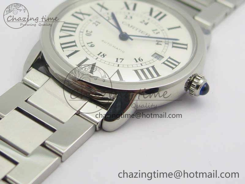 Compact Ronde Solo de Cartier 42mm ZF 1:1 Best Edition White Dial On SS Bracelet MIYOTA 6273