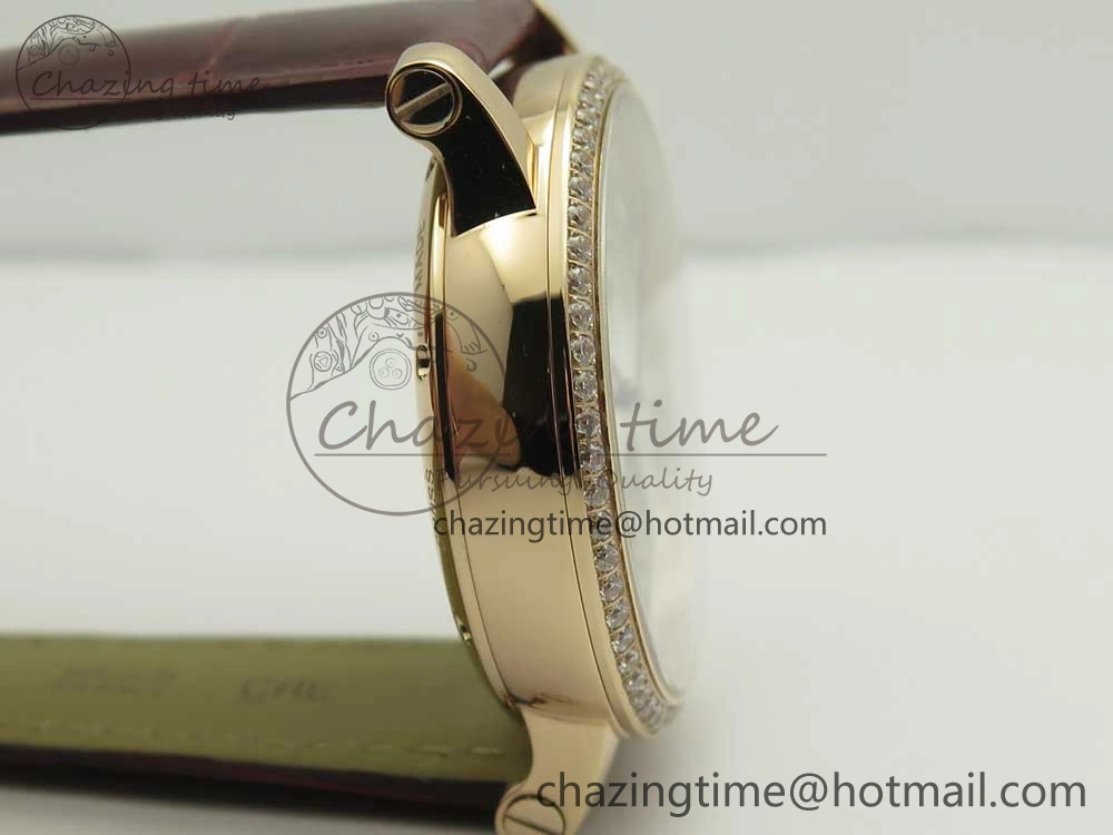 Rotonde Flying Tourbillon RG BLF Best Edition White Dial Diamonds Bezel on Brown Leather Strap V TechFriendly 6167