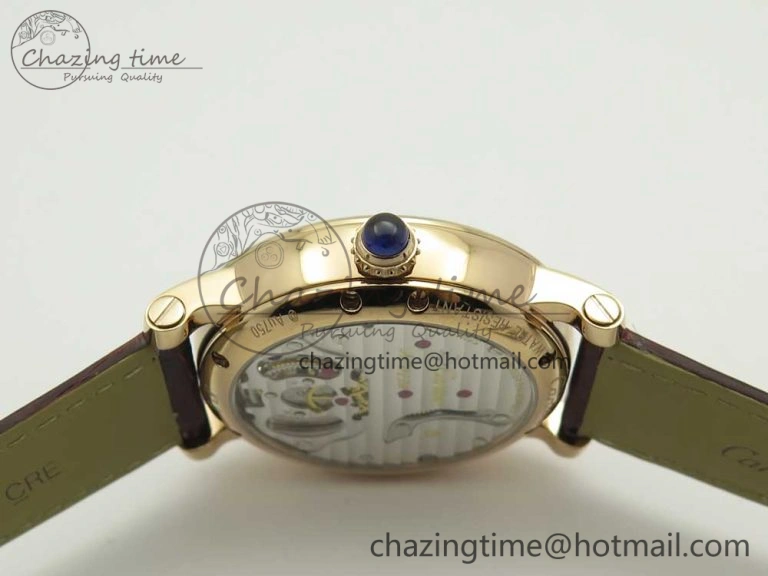 Rotonde Flying Tourbillon RG BLF Best Edition White Dial Diamonds Bezel on Brown Leather Strap V TechFriendly 6167