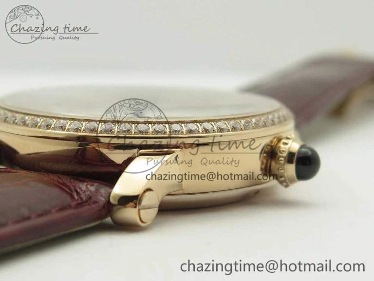 Rotonde Flying Tourbillon RG BLF Best Edition White Dial Diamonds Bezel on Brown Leather Strap V TechFriendly 6167