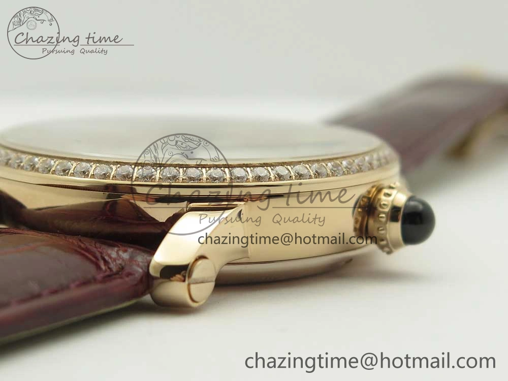 Rotonde Flying Tourbillon RG BLF Best Edition White Dial Diamonds Bezel on Brown Leather Strap V TechFriendly 6167