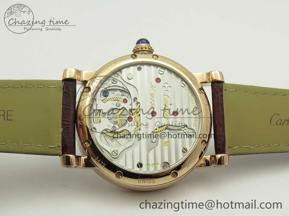 Rotonde Flying Tourbillon RG BLF Best Edition White Dial Diamonds Bezel on Brown Leather Strap V TechFriendly 6167