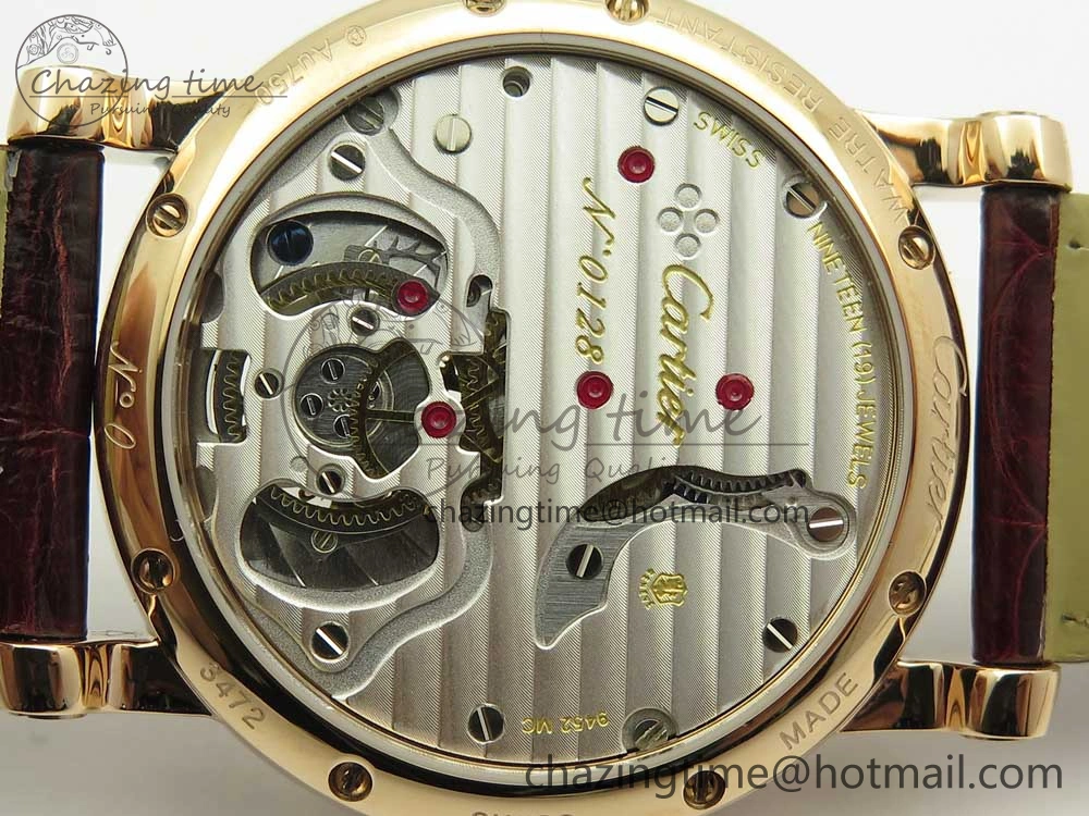 Rotonde Flying Tourbillon RG BLF Best Edition White Dial Diamonds Bezel on Brown Leather Strap V TechFriendly 6167