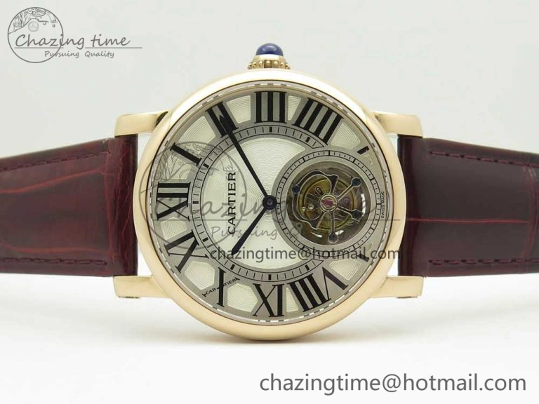 Rotonde Flying Tourbillon RG BLF Best Edition White Dial on Brown Leather Strap V WellDesigned 6169