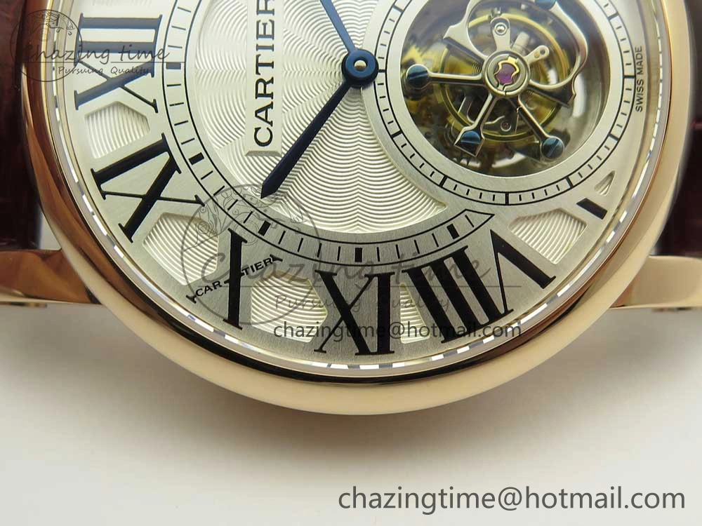 Rotonde Flying Tourbillon RG BLF Best Edition White Dial on Brown Leather Strap V WellDesigned 6169