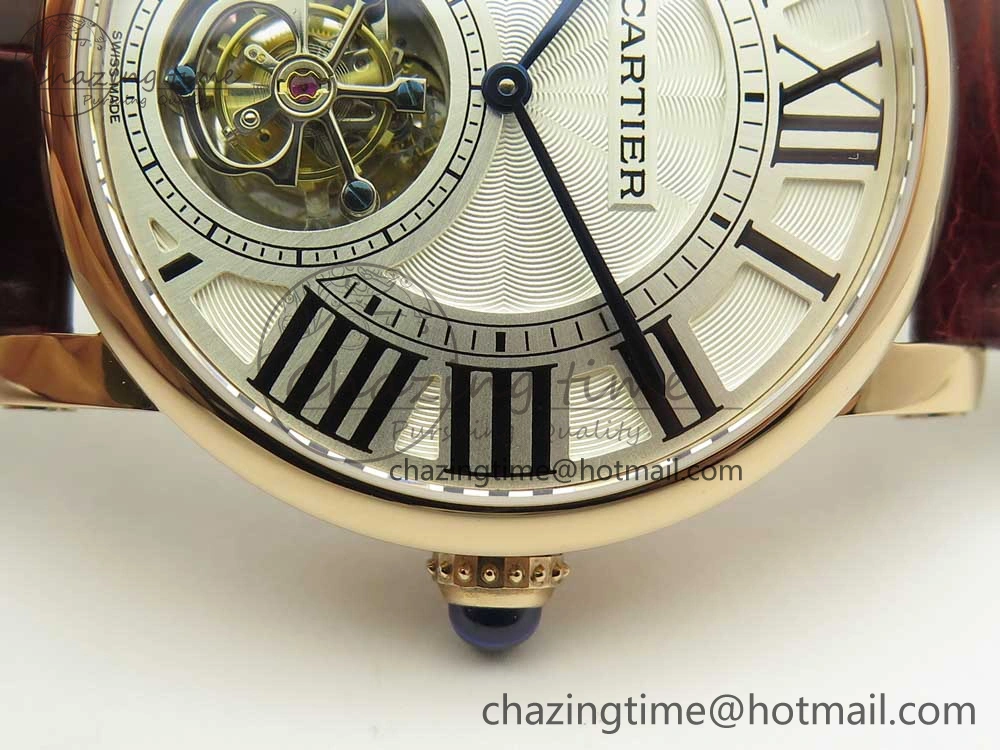 Rotonde Flying Tourbillon RG BLF Best Edition White Dial on Brown Leather Strap V WellDesigned 6169