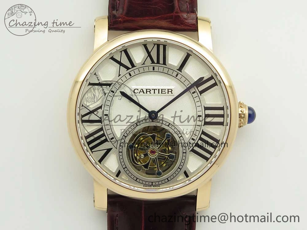 Rotonde Flying Tourbillon RG BLF Best Edition White Dial on Brown Leather Strap V WellDesigned 6169