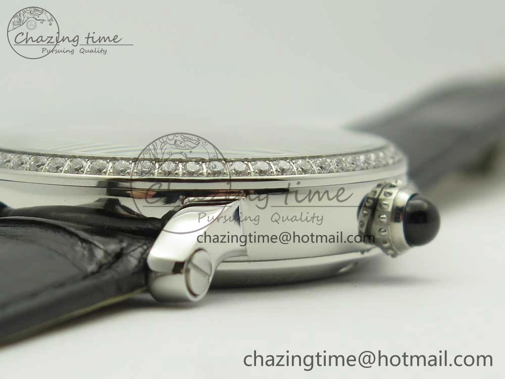 GoodFit Rotonde Flying Tourbillon SS BLF Best Edition White Dial Diamonds Bezel on Black Leather Strap V 6165