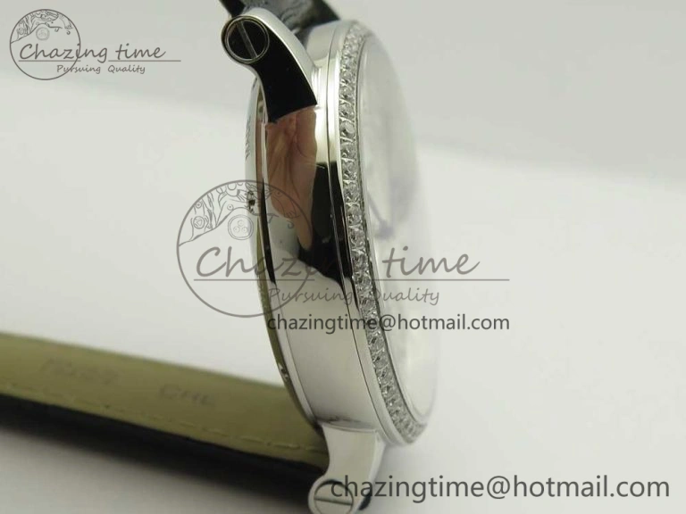 GoodFit Rotonde Flying Tourbillon SS BLF Best Edition White Dial Diamonds Bezel on Black Leather Strap V 6165