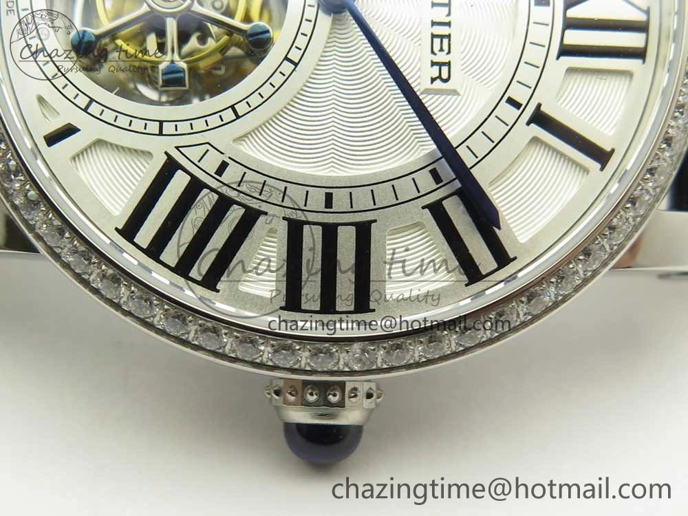 GoodFit Rotonde Flying Tourbillon SS BLF Best Edition White Dial Diamonds Bezel on Black Leather Strap V 6165