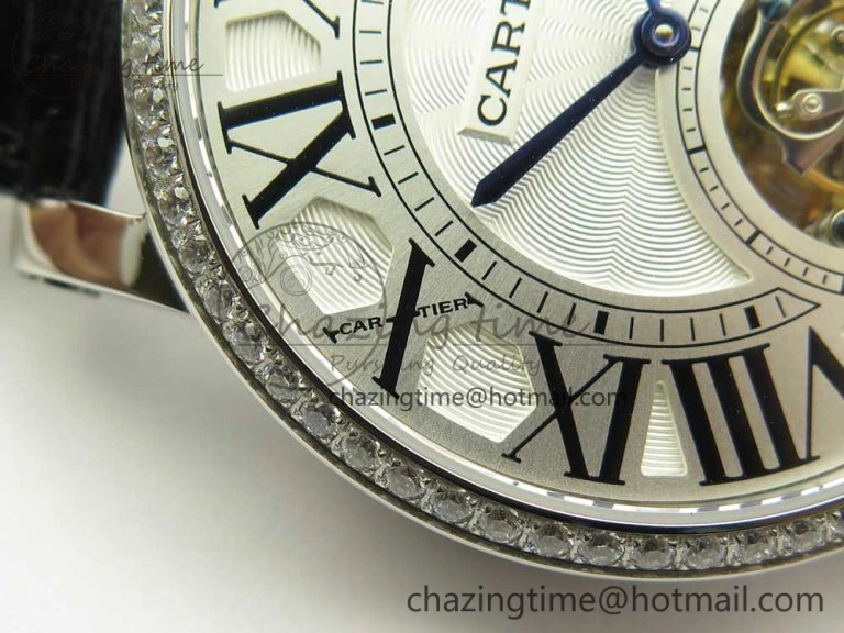 GoodFit Rotonde Flying Tourbillon SS BLF Best Edition White Dial Diamonds Bezel on Black Leather Strap V 6165