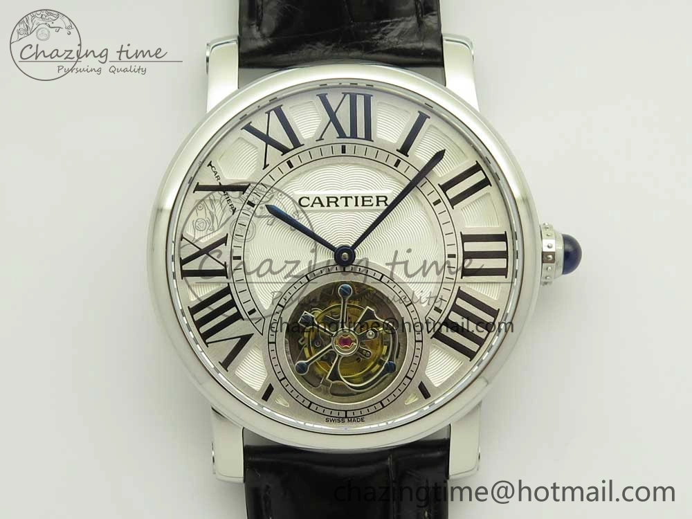 Rotonde Flying Tourbillon SS BLF Best Edition White Dial on Black Leather Strap V ZeroBulk 6166